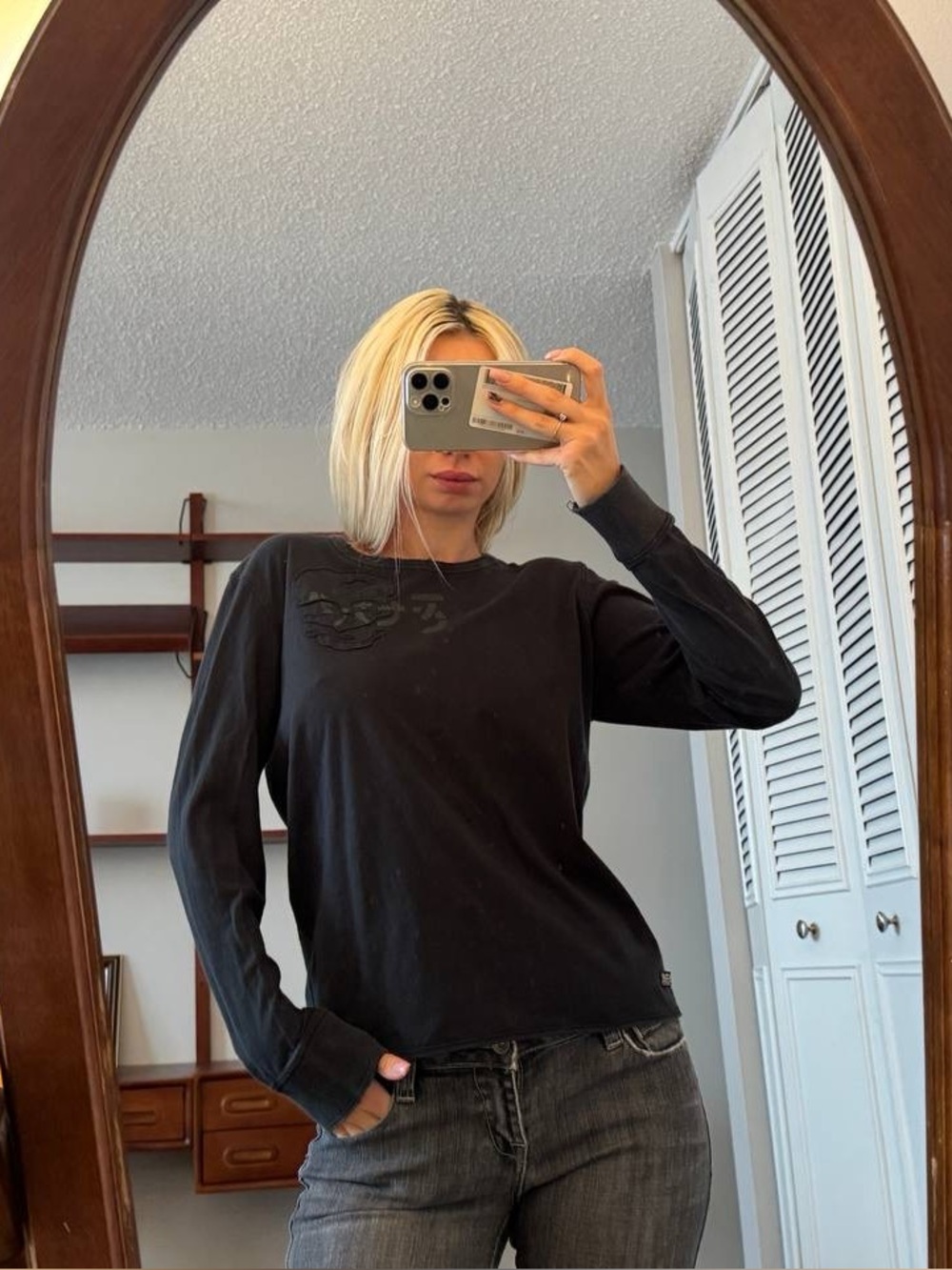 Diesel Black Long-Sleeve Crewneck Top